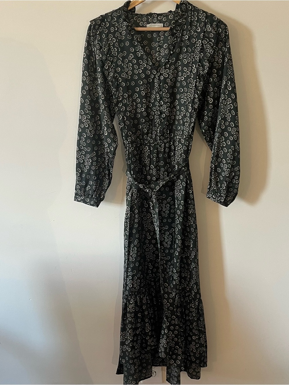 Outerknown Organic Cotton Silk Hemp Ruffle Midi Dress M